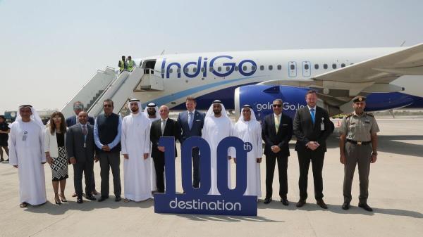The operator and managing body of Ras Al Khaimah Internatio<em></em>nal Airport welcomed the arrival of the inaugural IndiGo flight from Mumbai. — Supplied photo