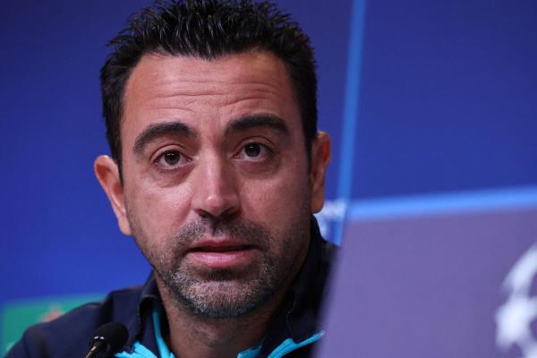 Barcelona coach Xavi during a press conference. (Reuters)
