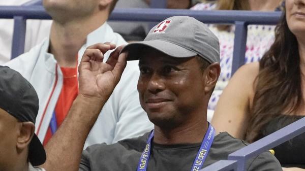American golf icon Tiger Woods during Serena Williams' second round match at the US Open. (AP)